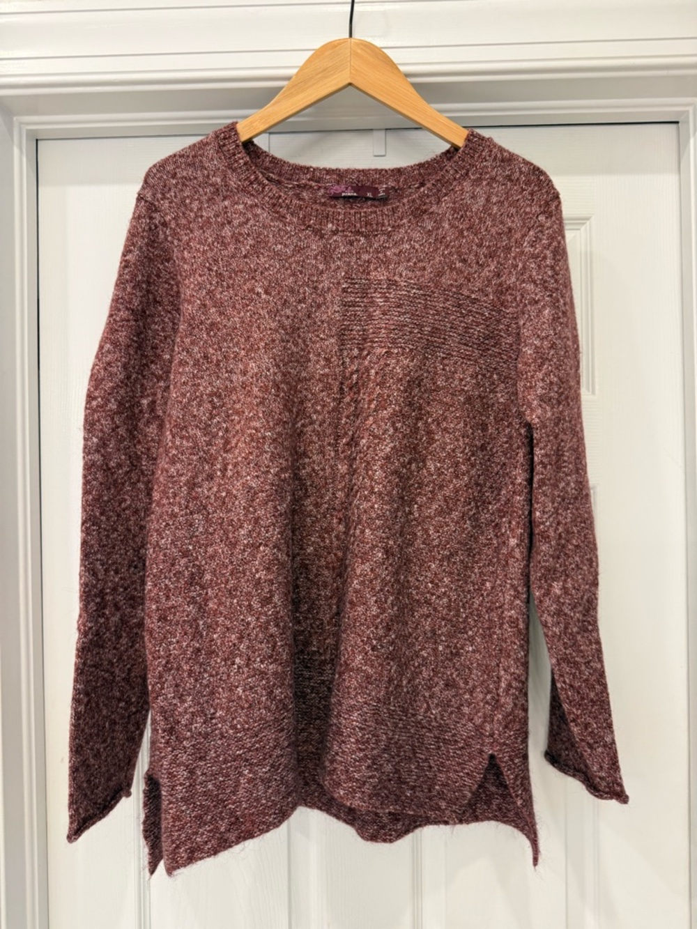 Prana Marled Burgundy Scoop Neck Pullover